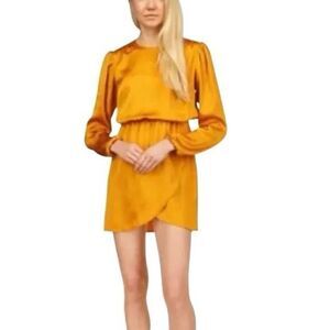 Michael Kors Satin Long Sleeve Flounce Dress size L